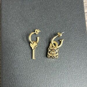 Coach Gold Padlock and Key Earrings